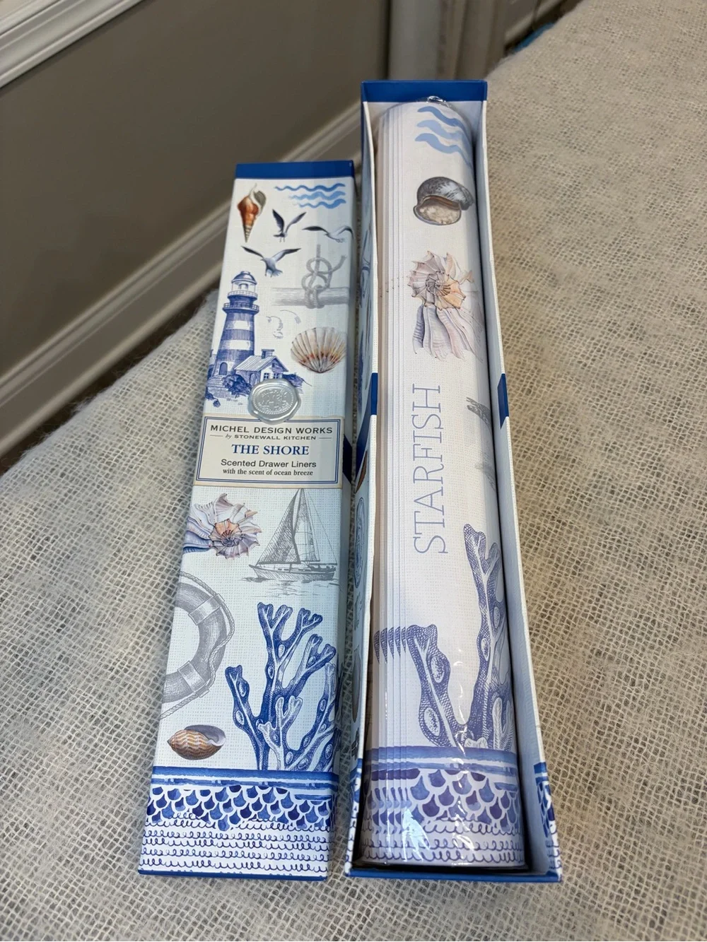 Michel Design Works The Shore Scented Drawer Liners, 6 sheets, new in box